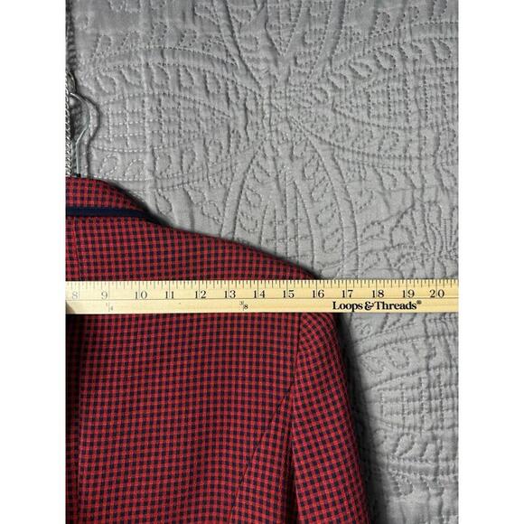 Vintage Check Blazer Jacket size 8 Dark Academia Tailored Red Black Plaid - Picture 8 of 9